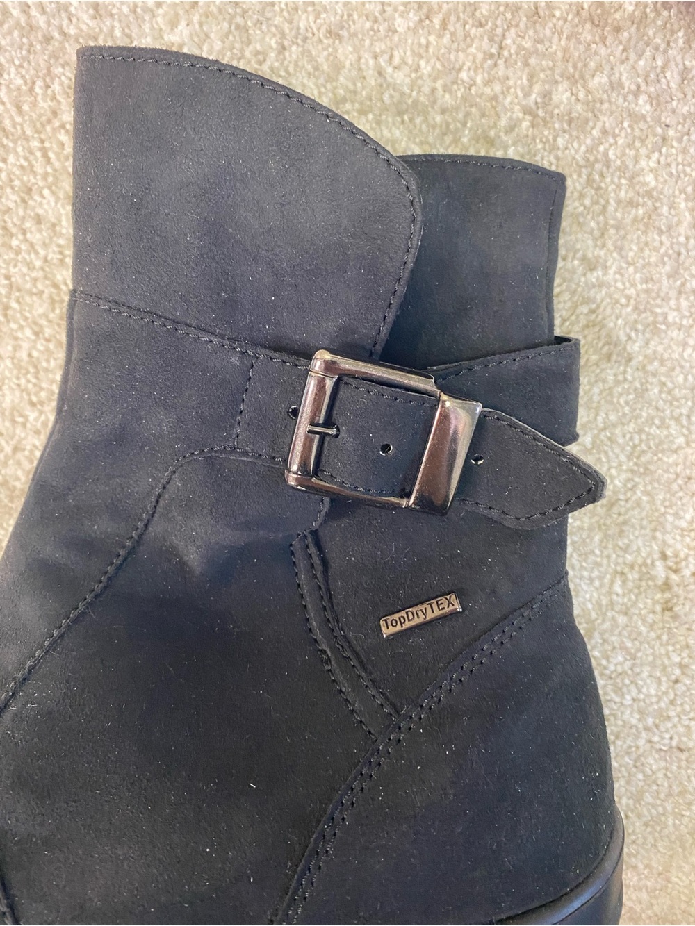 Romika Black Suede-Look Ankle Boots with Buckle Accent - Picture 4 of 7